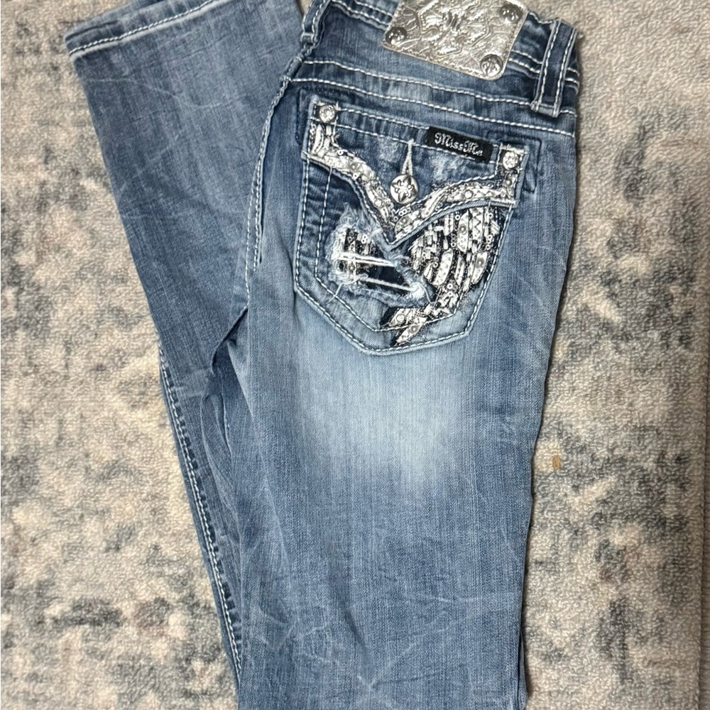 Miss Me Kids Embellished Blue Skinny Jeans